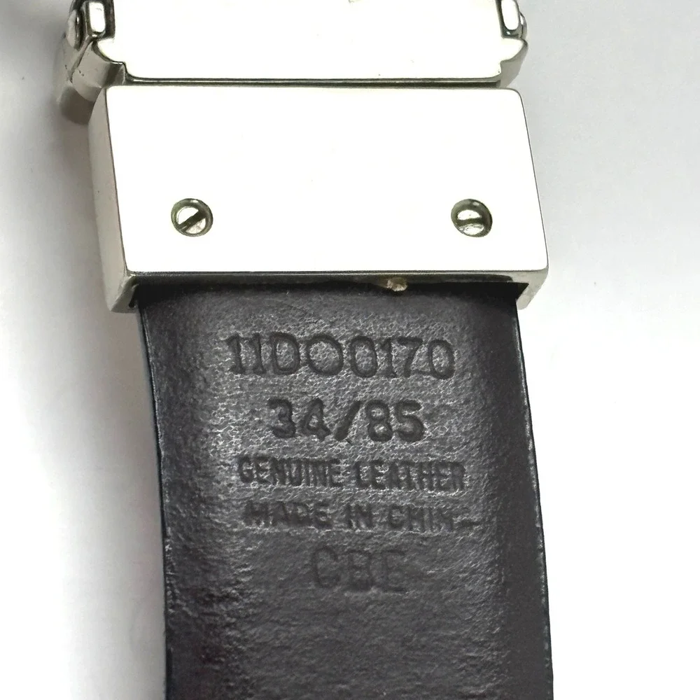 Dockers Reversible Belt Mens 34‎ Black Brown Leather Silver Swivel Buckle